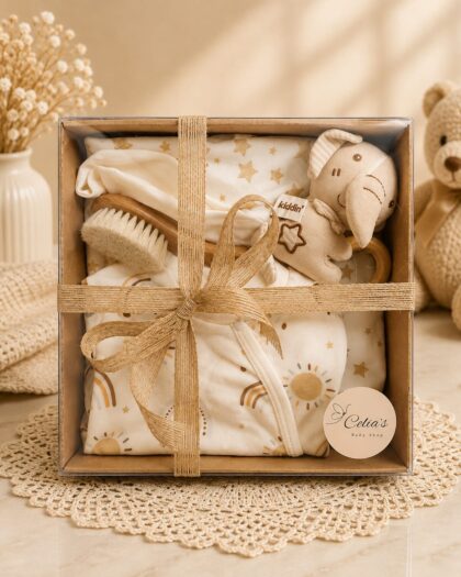 Baby Romper with Blanket, Toy & Brush Gift Box